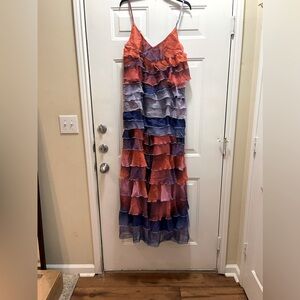 Akira SHOW OUT SLEEVELESS TIERED RUFFLE CHIFFON JUMPSUIT. Size M. NWT